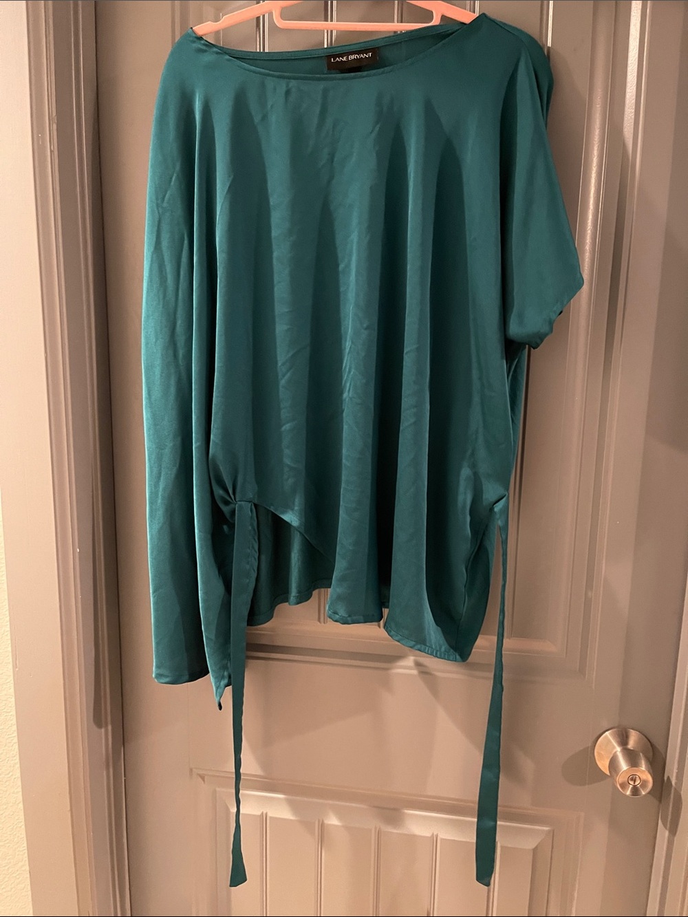 Lane Bryant Teal Short-Sleeve Tie-Hem Tunic